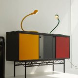 Swedish Yellow And Red Dresser With Marble